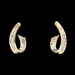 14k yellow gold 0.25 ctw diamond inside out hoop earrings