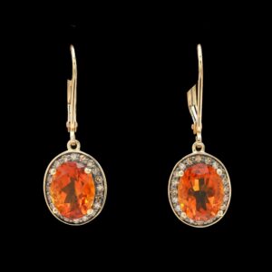 10k Yellow Gold Citrine & Diamond Halo Drop Earrings