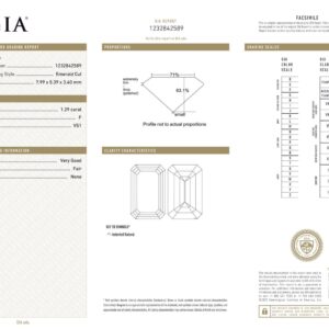 natural 1.29 ct emerald cut diamond f/vs1 with gia report