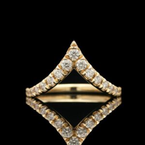 14k yellow gold diamond chevron band