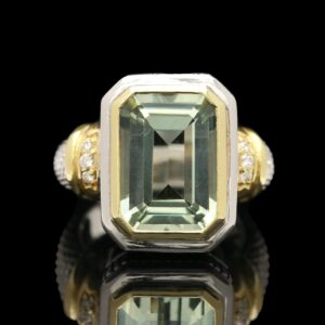Judith Ripka 18k & Sterling Silver Beryl & Diamond Ring