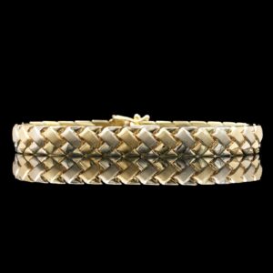 14k satin finish white & yellow gold link bracelet