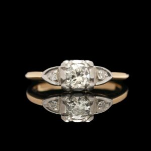 Art Deco 14k Two Tone 0.33 ctw Old European Cut Diamond Ring
