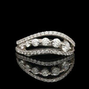 hearts on fire 18k white gold 1.00 ctw diamond wave ring