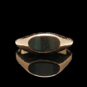 victorian engraved 8k yellow gold bloodstone ring
