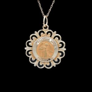 14k yellow gold guardian angel pendant necklace