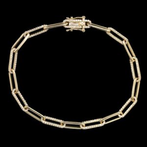 14k Yellow Gold 0.75 ctw Diamond Paperclip Link Bracelet