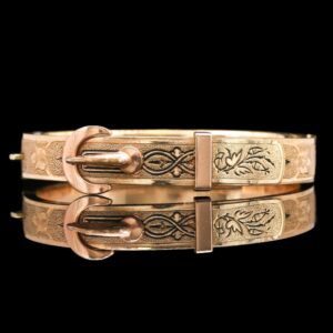 Victorian Taille D'épargne Gold Filled Buckle Style Bangle Bracelet