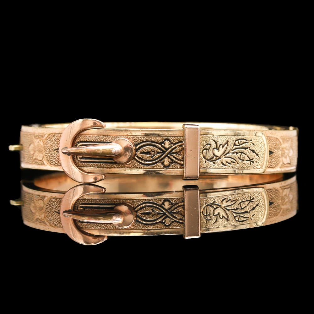 Victorian Taille D'épargne Gold Filled Buckle Style Bangle Bracelet