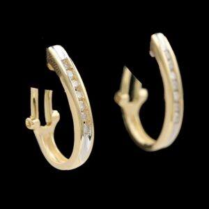 14k 0.15 ctw diamond j hoop earrings