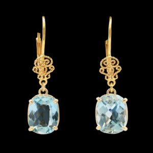 14k yellow gold aquamarine drop earrings