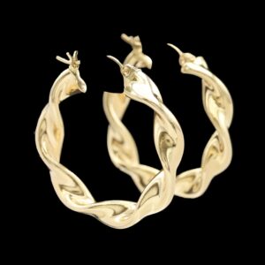 14k yellow gold 30.00 mm twisted hoop earrings