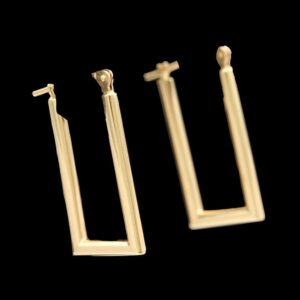 14k yellow gold rectangular hoop earrings