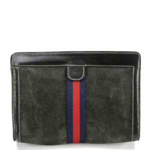 gucci accessory collection web stripe toiletry bag in suede & leather