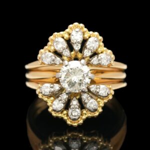 vintage 18k two tone 1.05 ctw diamond ring wedding set