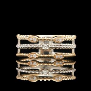 gabriel & co 14k tri tone gold & diamond band ring