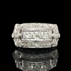 retro 14k white gold 0.82 ctw diamond ring, circa 1940s