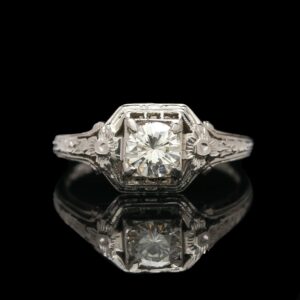 art deco belais 18k white gold 0.42 ct diamond ring