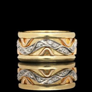 18k two tone diamond spinner ring