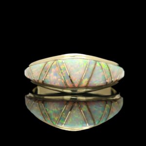 14k yellow gold opal inlay band