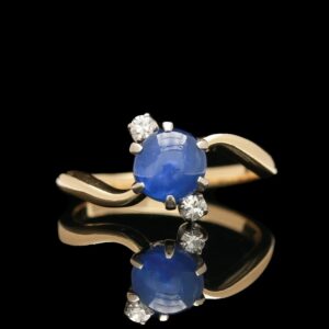 14k yellow gold star sapphire & diamond ring