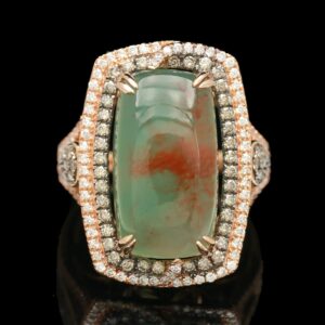 levian 18k rose gold peacock aquaprase & 1.36 ctw diamond ring