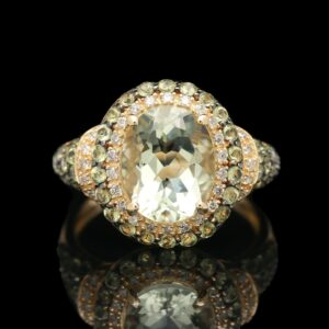 10k yellow gold prasiolite & diamond ring