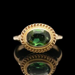 14k yellow gold green tourmaline east west ring