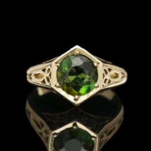 art deco 10k yellow gold green tourmaline ring