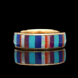 relios 14k yellow gold multi gem inlaid eternity band