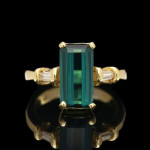 18k yellow gold tourmaline & diamond ring