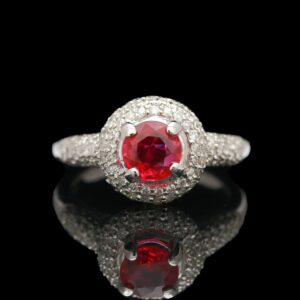 14k white gold ruby & diamond ring