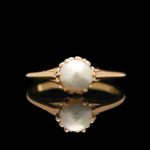 antique ostby & barton 14k yellow gold pearl ring