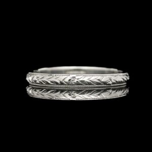 antique 18k white gold engraved band