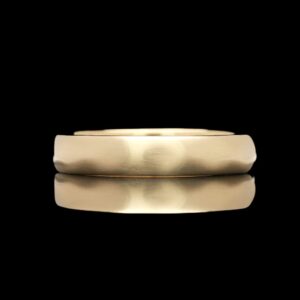 14k Yellow Gold Geometric Rock Finish Band