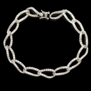 14k White Gold 3.00 ctw Diamond Curb Chain Bracelet