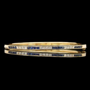 Tiffany & Co. 18k Yellow Gold Sapphire & Diamond Bangle Bracelet