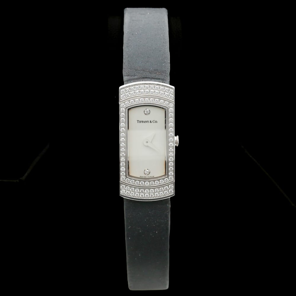 tiffany & co 18k white gold diamond wristwatch