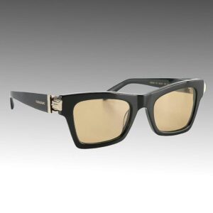 salvatore ferragamo black square cat eye sunglasses with box & case, sf2013s