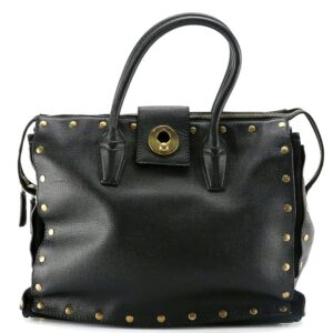 yves saint laurent muse tote bag in studded black leather
