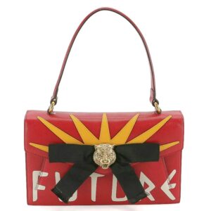 Gucci Osiride "Future" Top Handle Shoulder Bag in Red Grained Leather