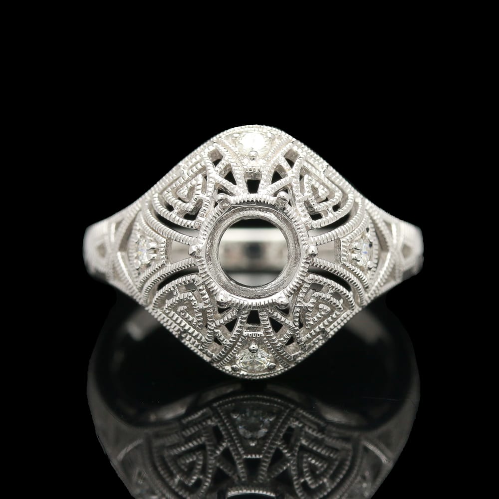 007-001713_0q2uDCIAY art deco style 14k white gold diamond shield ring
