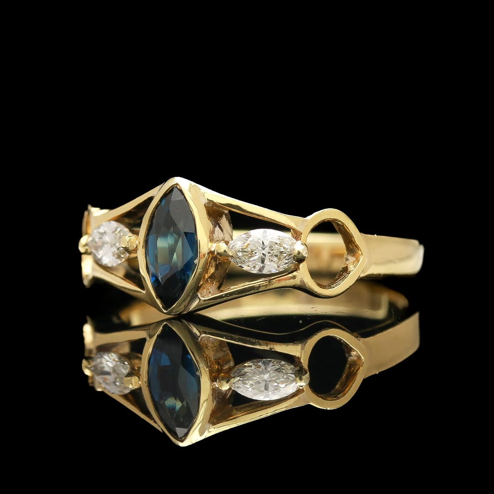 008-000593_16w8HUIAY 18k Yellow Gold Marquise Sapphire & Diamond Ring