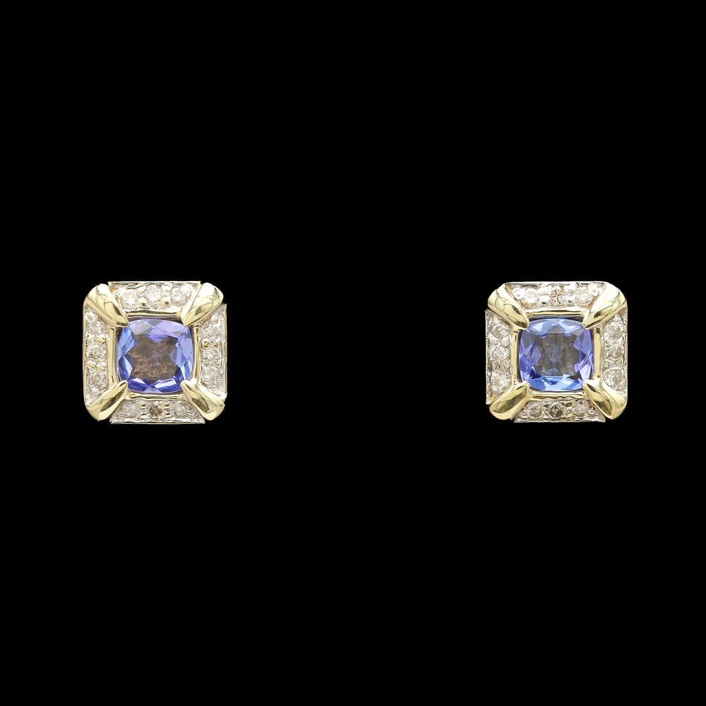 025-000212_17zJcHIAU 14k Yellow Gold Tanzanite & Diamond Stud Earrings