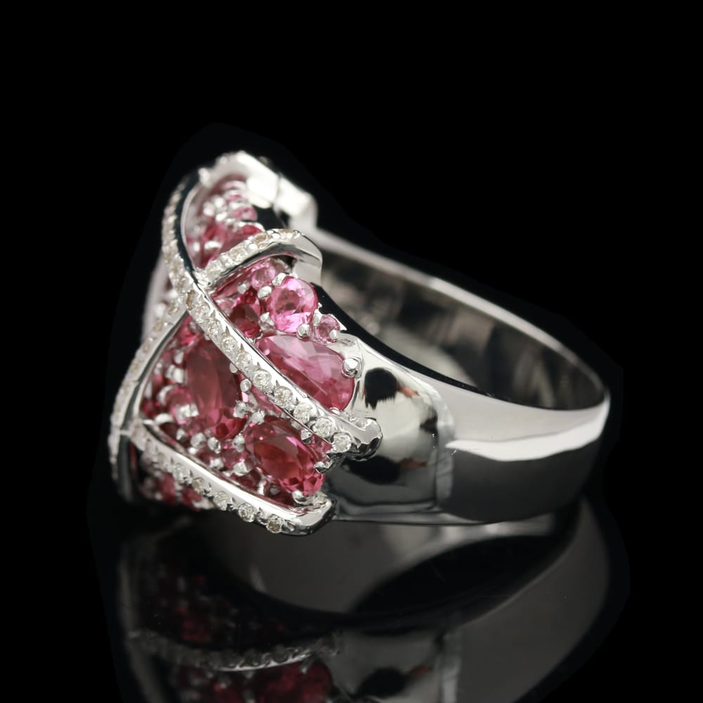 008-000626_16jSDtIAM 14k white gold pink tourmaline & diamond ring