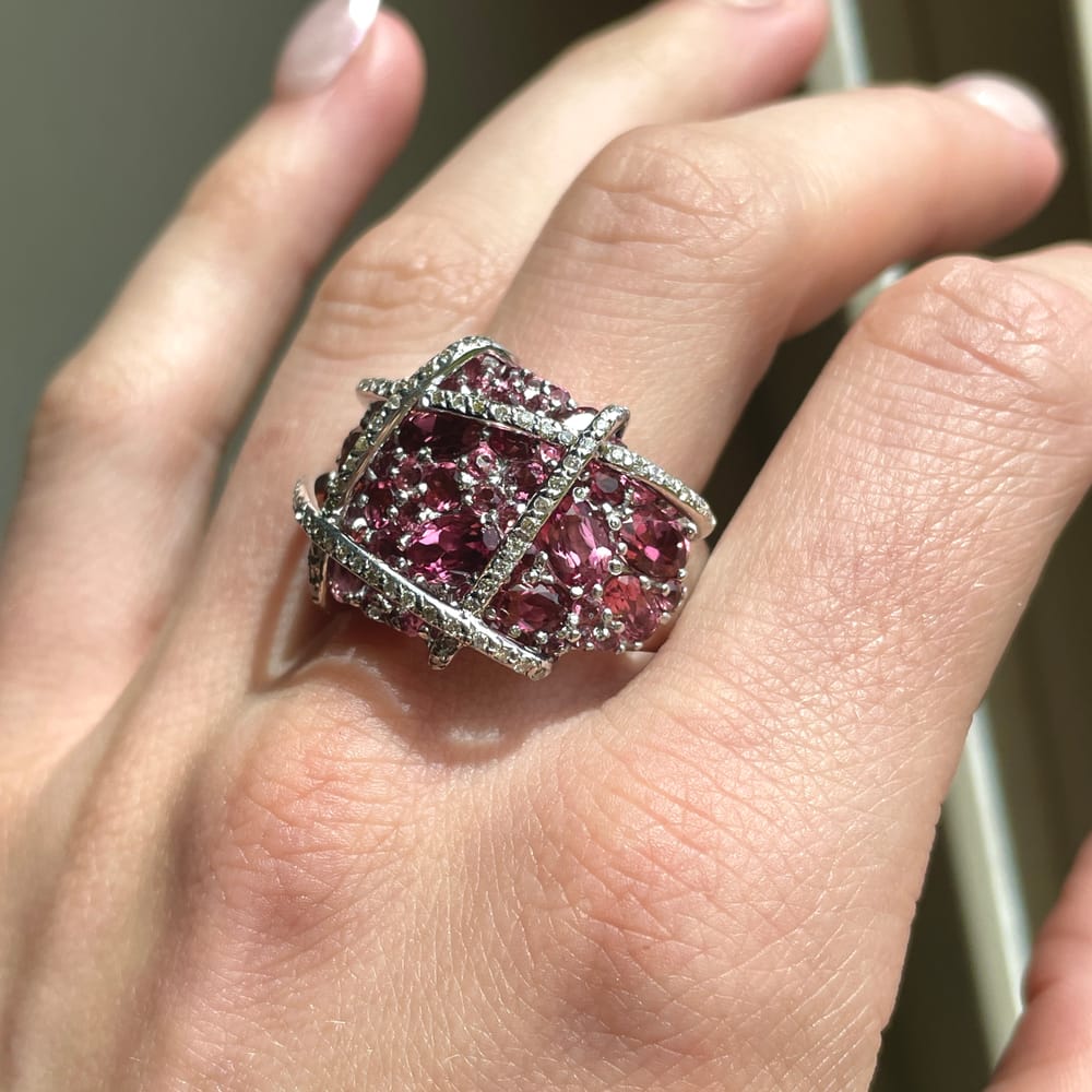 008-000626_16jYSzIAM 14k White Gold Pink Tourmaline & Diamond Ring