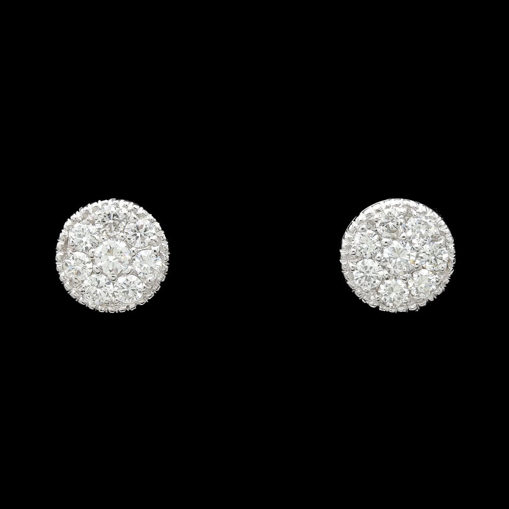 024-001041_186kxoIAA 18k White Gold 0.66 ctw Diamond Cluster Stud Earrings