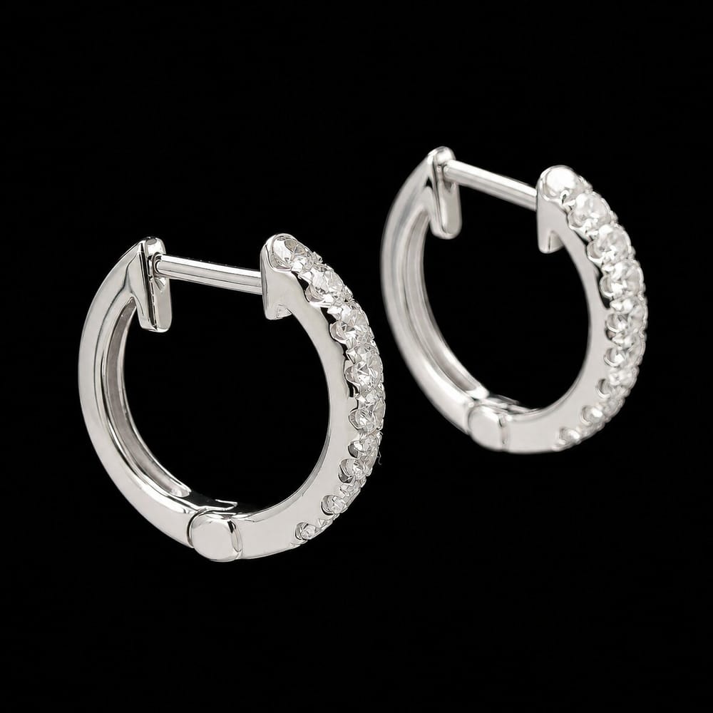 024-001042_188rbbIAA 14k white gold 0.28 ctw diamond huggie hoops