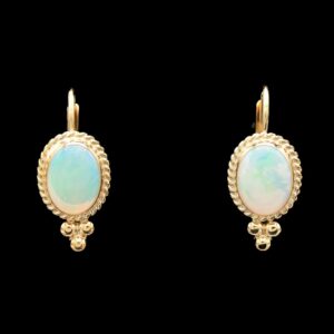 14k yellow gold opal dangle earrings