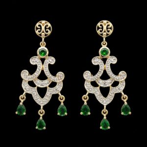 14k tsavorite garnet & diamond dangle earrings